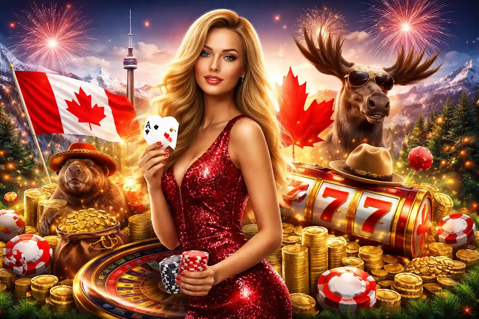 Glamorous online casino homepage with cards, chips, and UK gaming theme